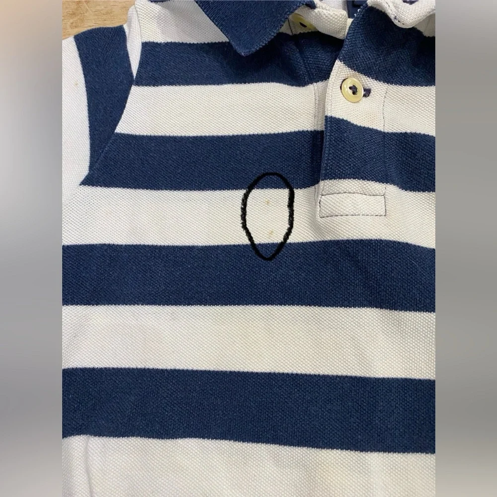 Vintage Ralph Lauren Infant Sz M (6-12m) Navy/White Striped Mesh‎ Polo Bodysuit